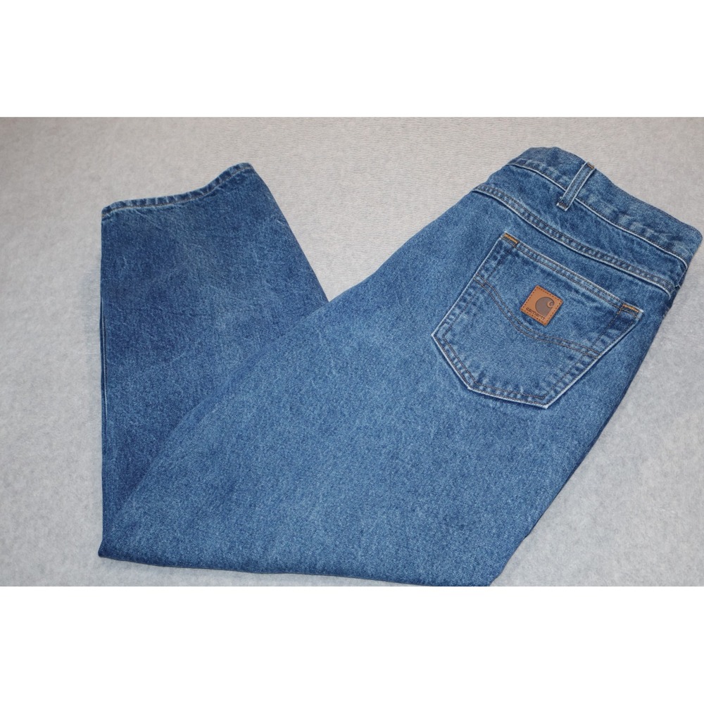 Carhartt B17 DST Relaxed Fit Mens 42x30 Blue Denim Jeans Workwear Cotton